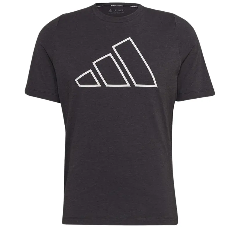 Adidas Mens Training Icons 3 Bar Black Training T-shirt