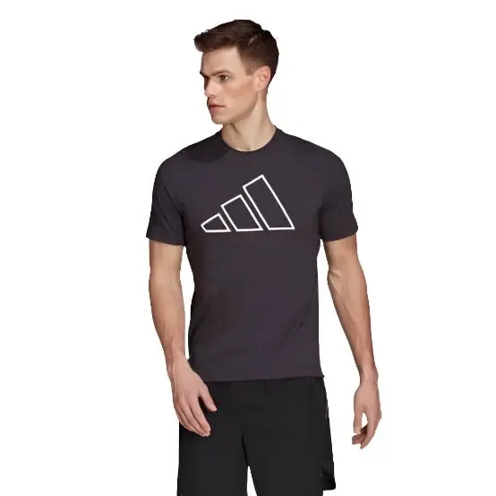 Adidas Mens Training Icons 3 Bar Black Training T-shirt