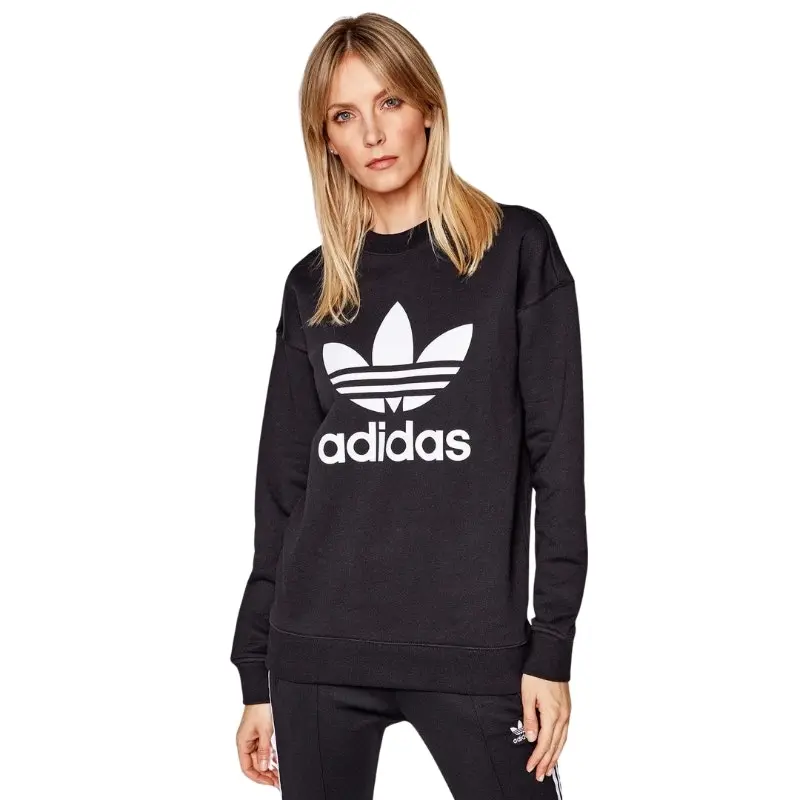 Adidas Womens Black Trefoil Crew Sweatshirt