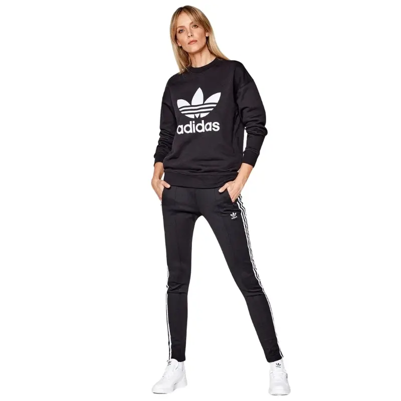 Adidas Womens Black Trefoil Crew Sweatshirt