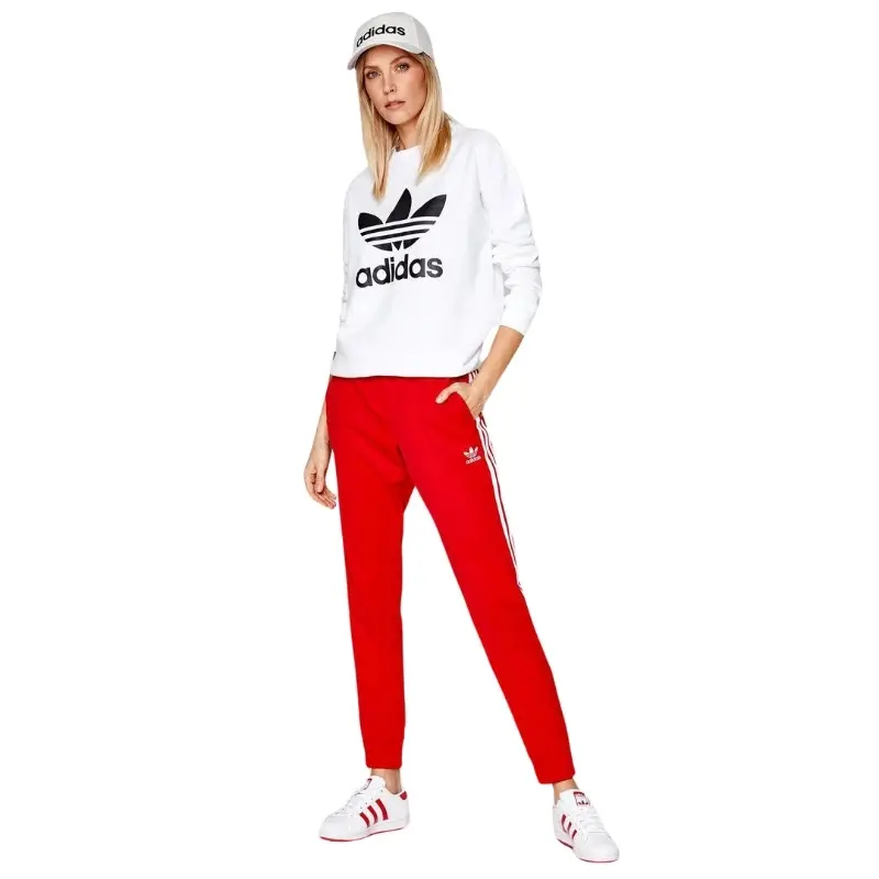 Adidas Womens Trefoil Crewneck White Sweatshirt