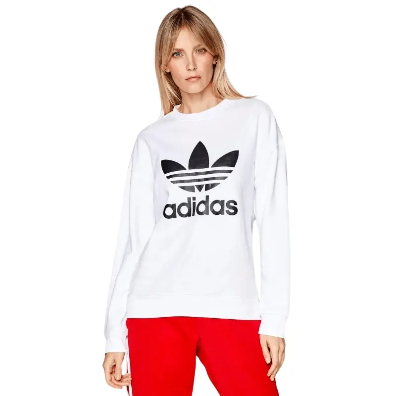 Adidas Womens Trefoil Crewneck White Sweatshirt