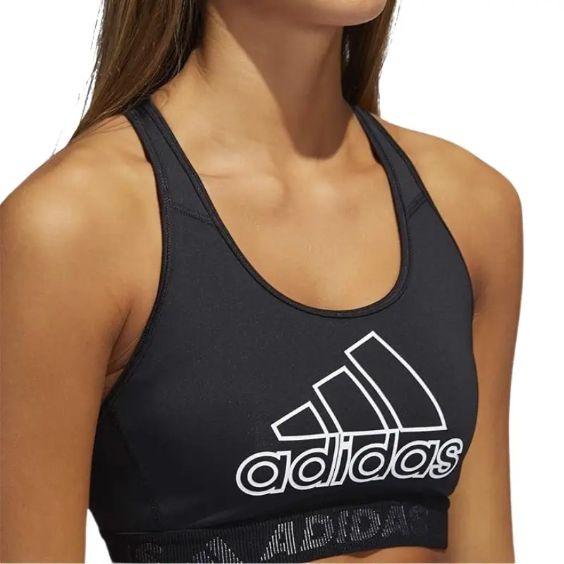 Adidas Womens Maxi Logo White Black Sport Bra