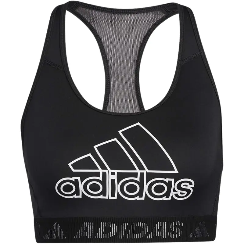 Adidas Womens Maxi Logo White Black Sport Bra