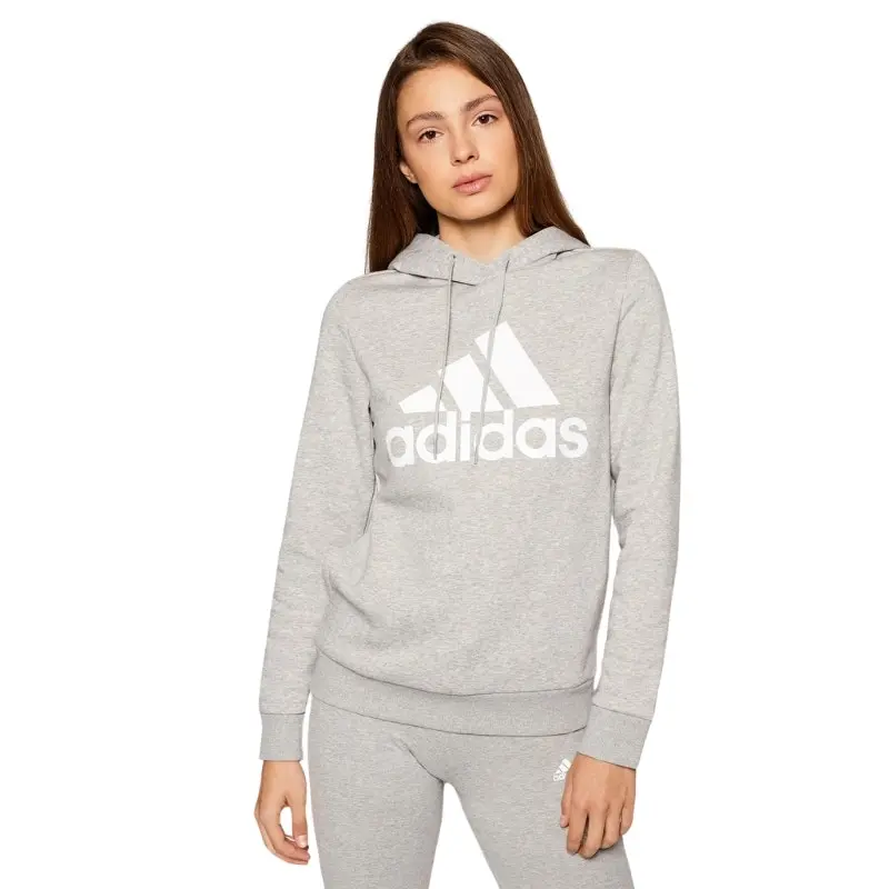 Adidas Essentials Logo Fleece Hoodie In Grey