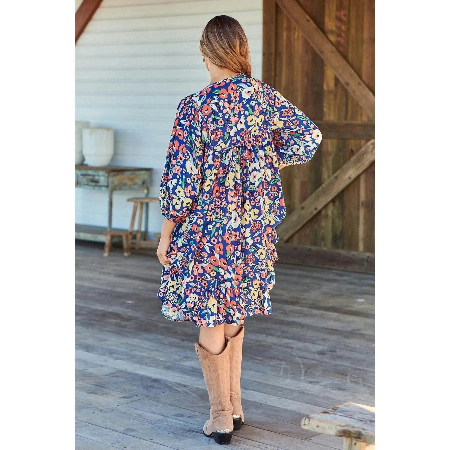 Jaase Carnation Print French Mini Dress