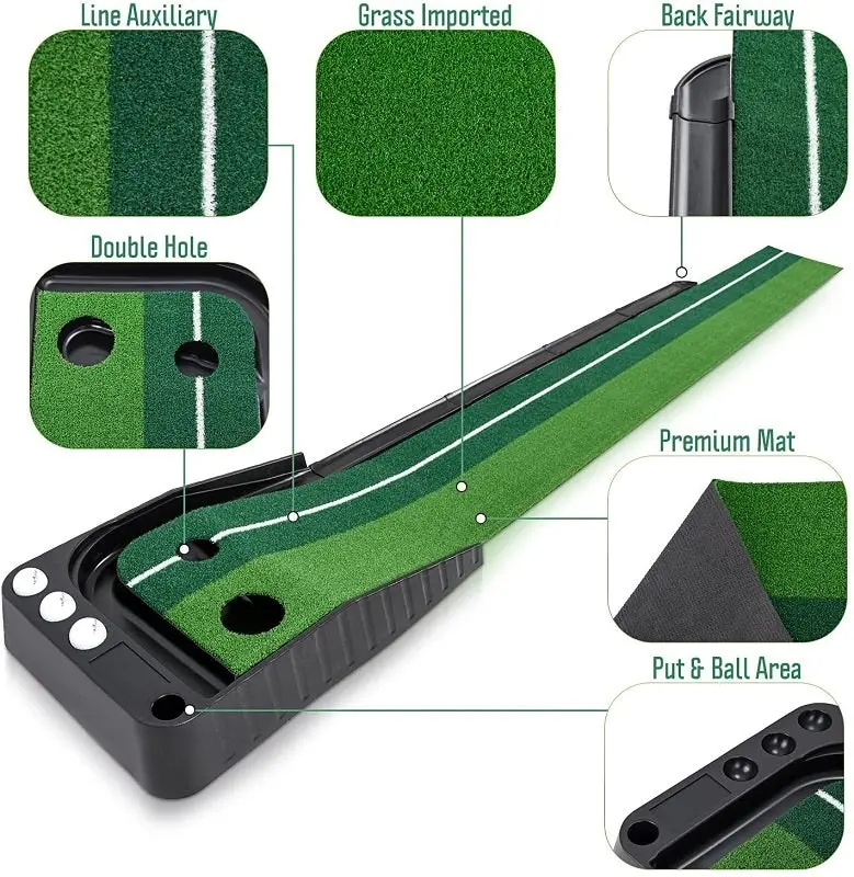 Golf Putting Mat Practice Putter Indoor Outdoor Training Exerciser