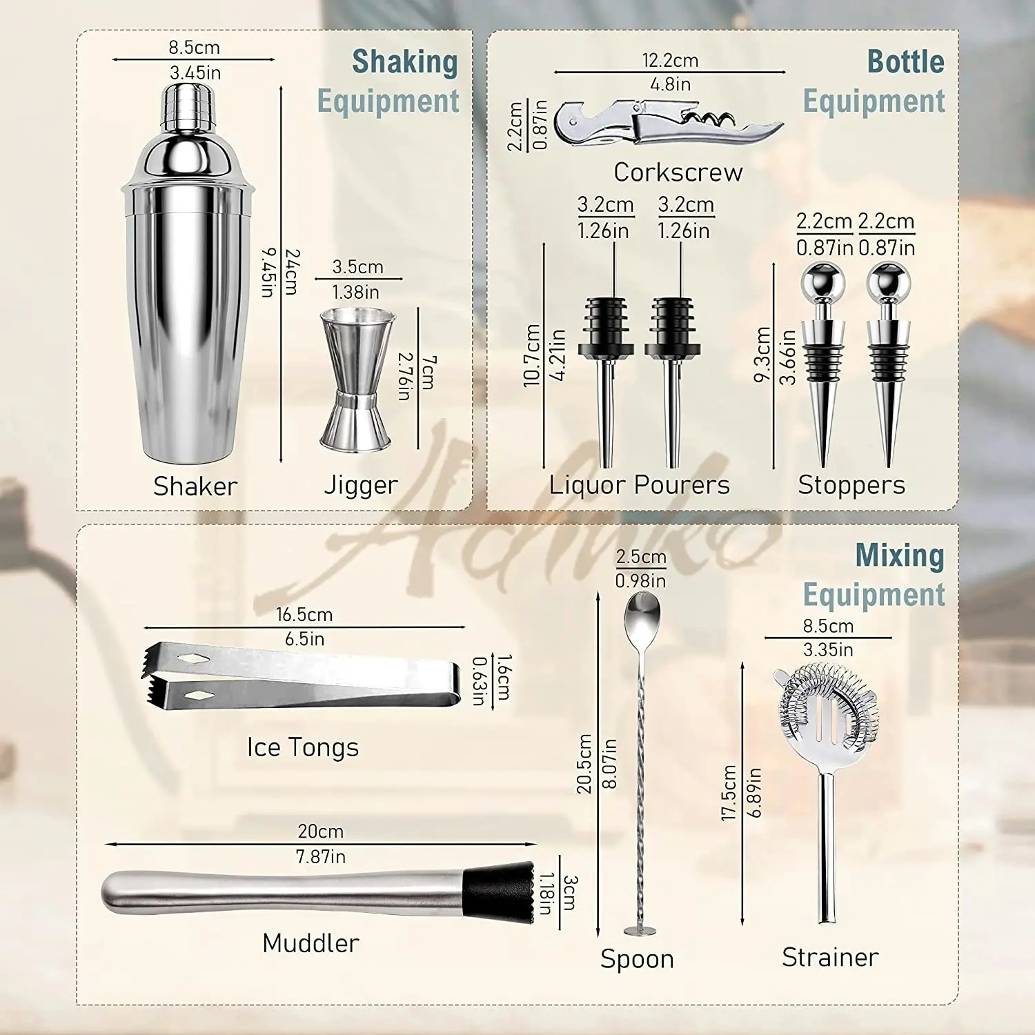 Cocktail Shaker Set Bartender Kit for Mixed Drink