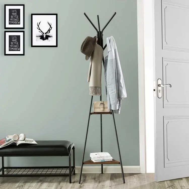 VASAGLE Coat Rack Stand 2 Shelves