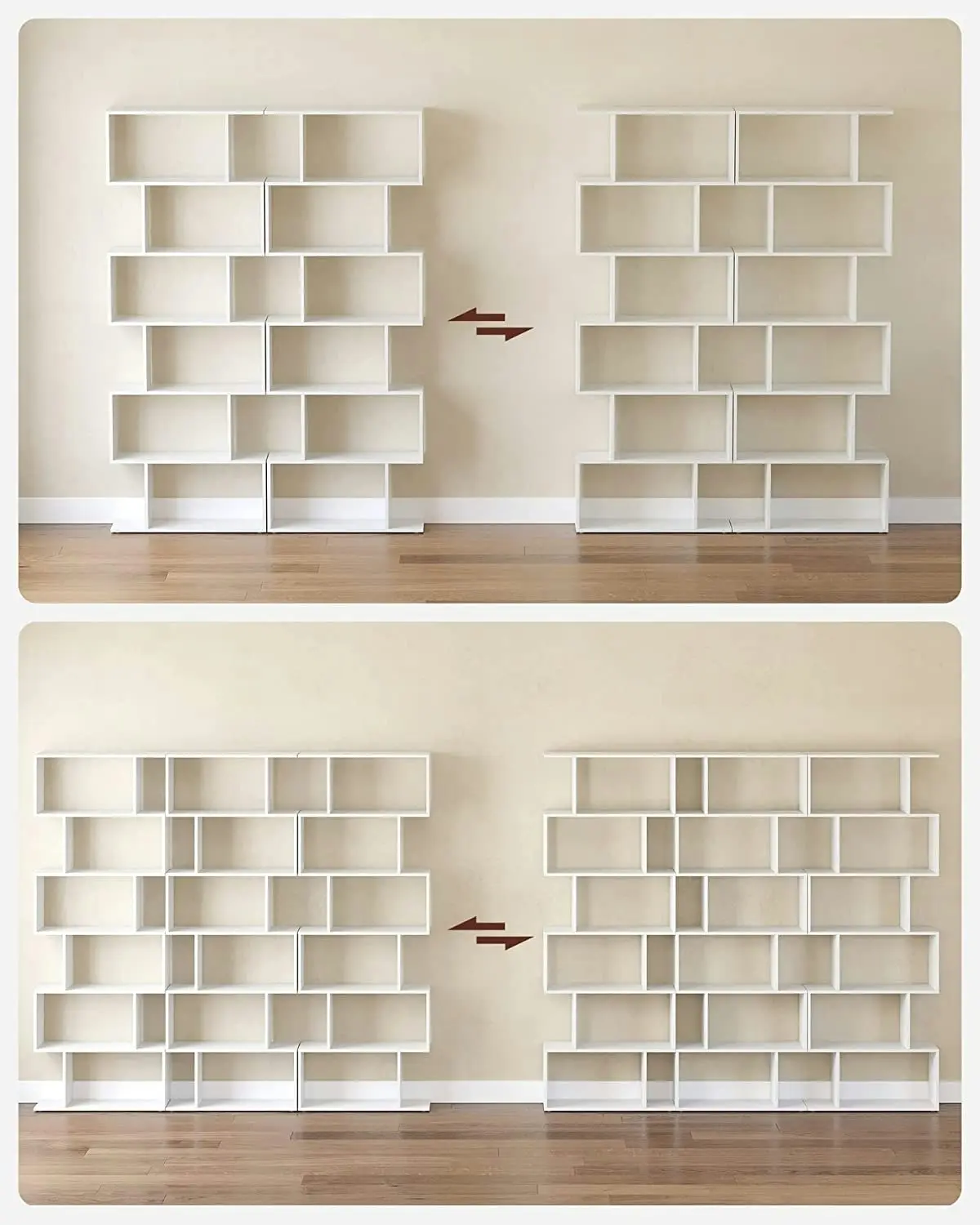 White Wooden Bookcase Bookshelf by VASAGLE - Elegant Shelf for Books