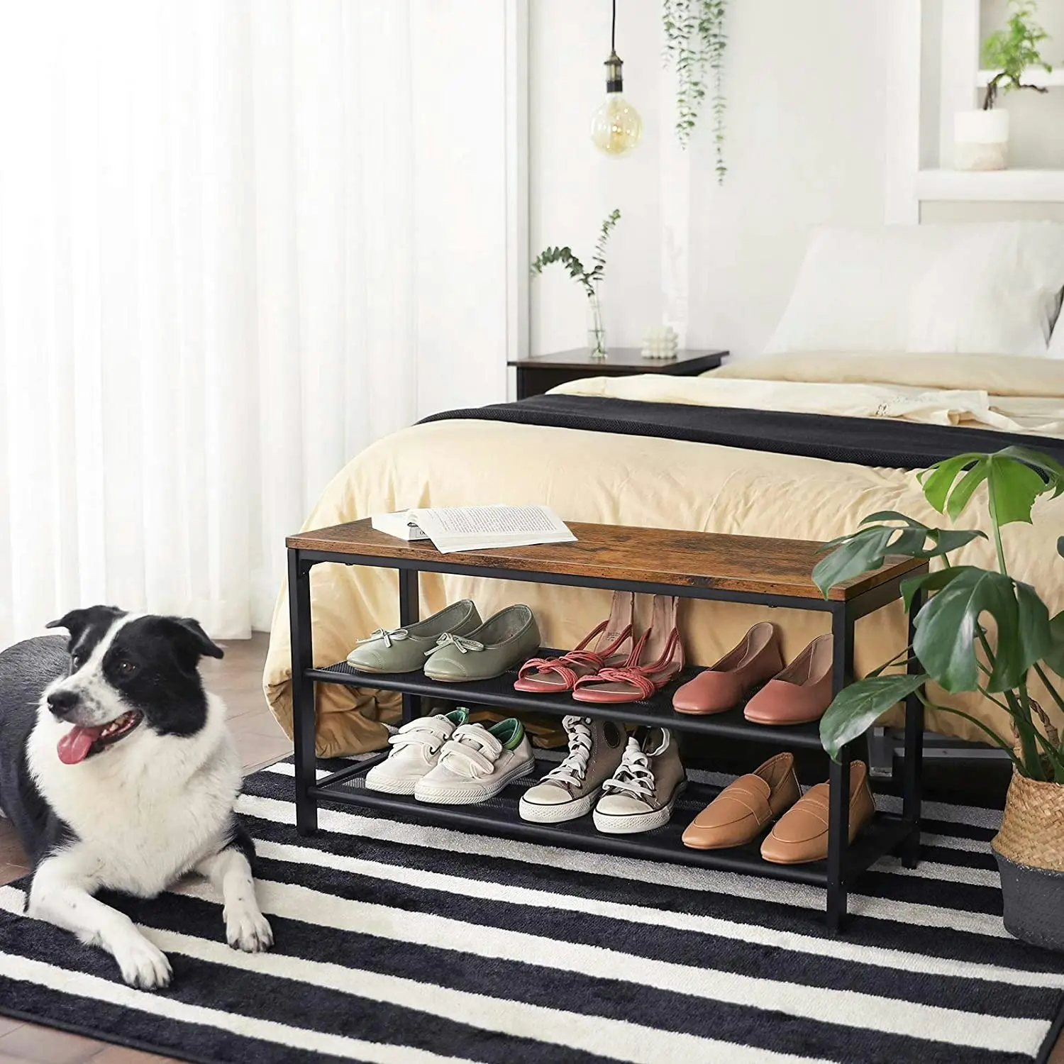 VASAGLE Shoe Rack Bench Shoe Storage Bench Shoe Rack