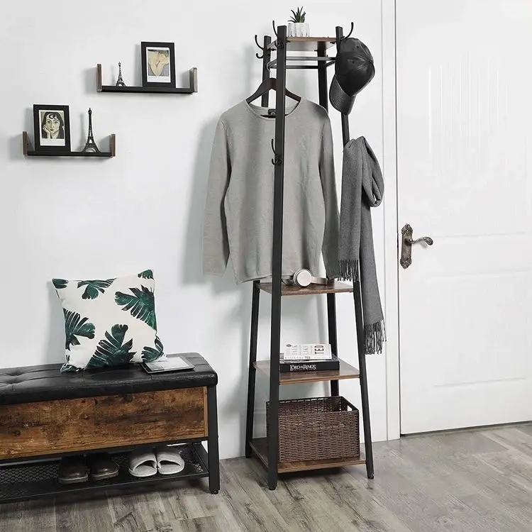 Industrial Coat Rack/Stand with Hooks | VASAGLE 3-Shelf