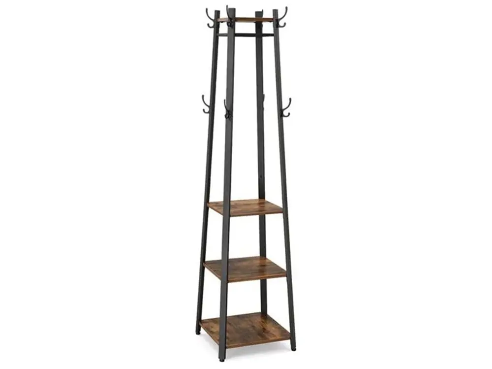 Industrial Coat Rack/Stand with Hooks | VASAGLE 3-Shelf