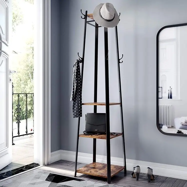 Industrial Coat Rack/Stand with Hooks | VASAGLE 3-Shelf