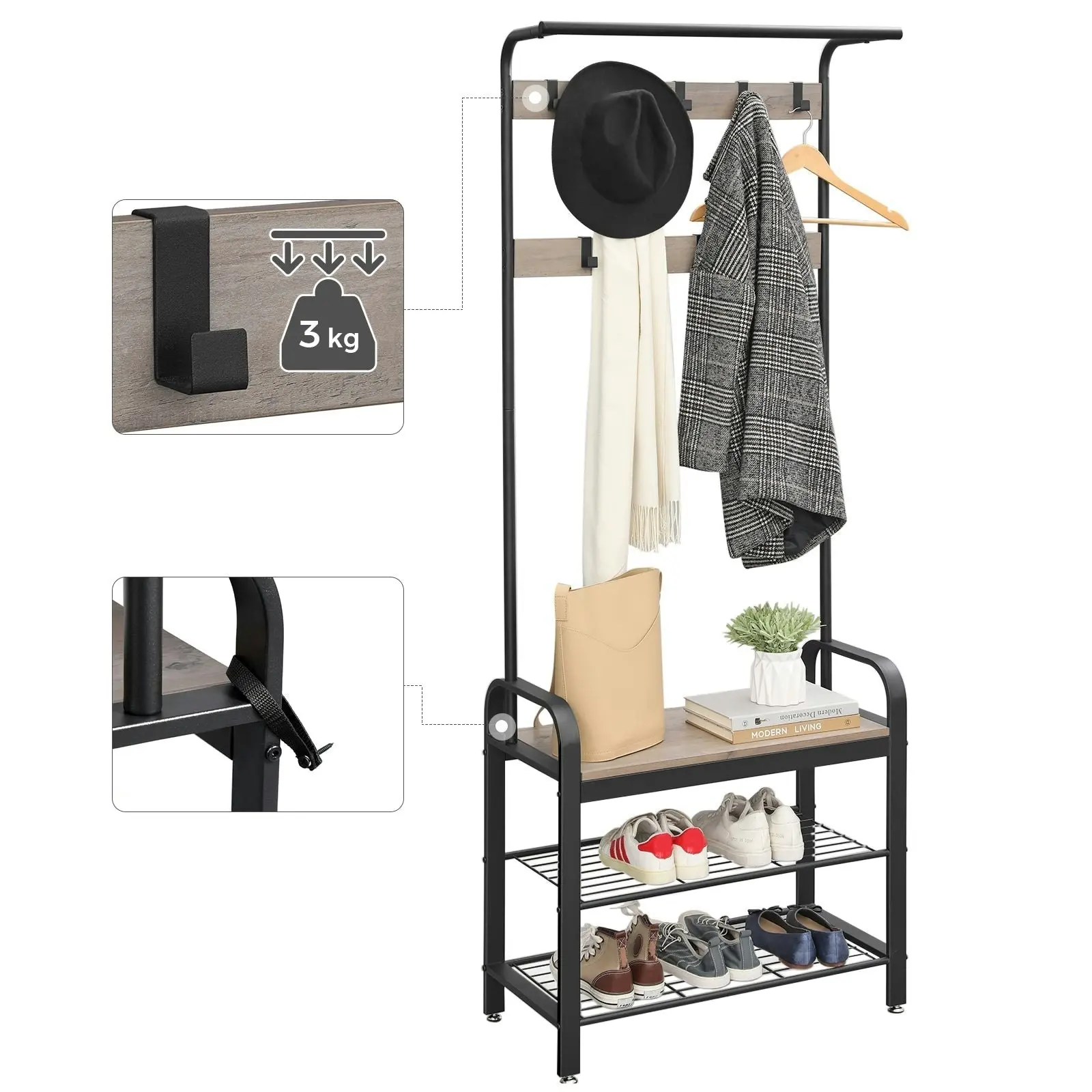 VASAGLE Coat Rack Clothes Rack Stand