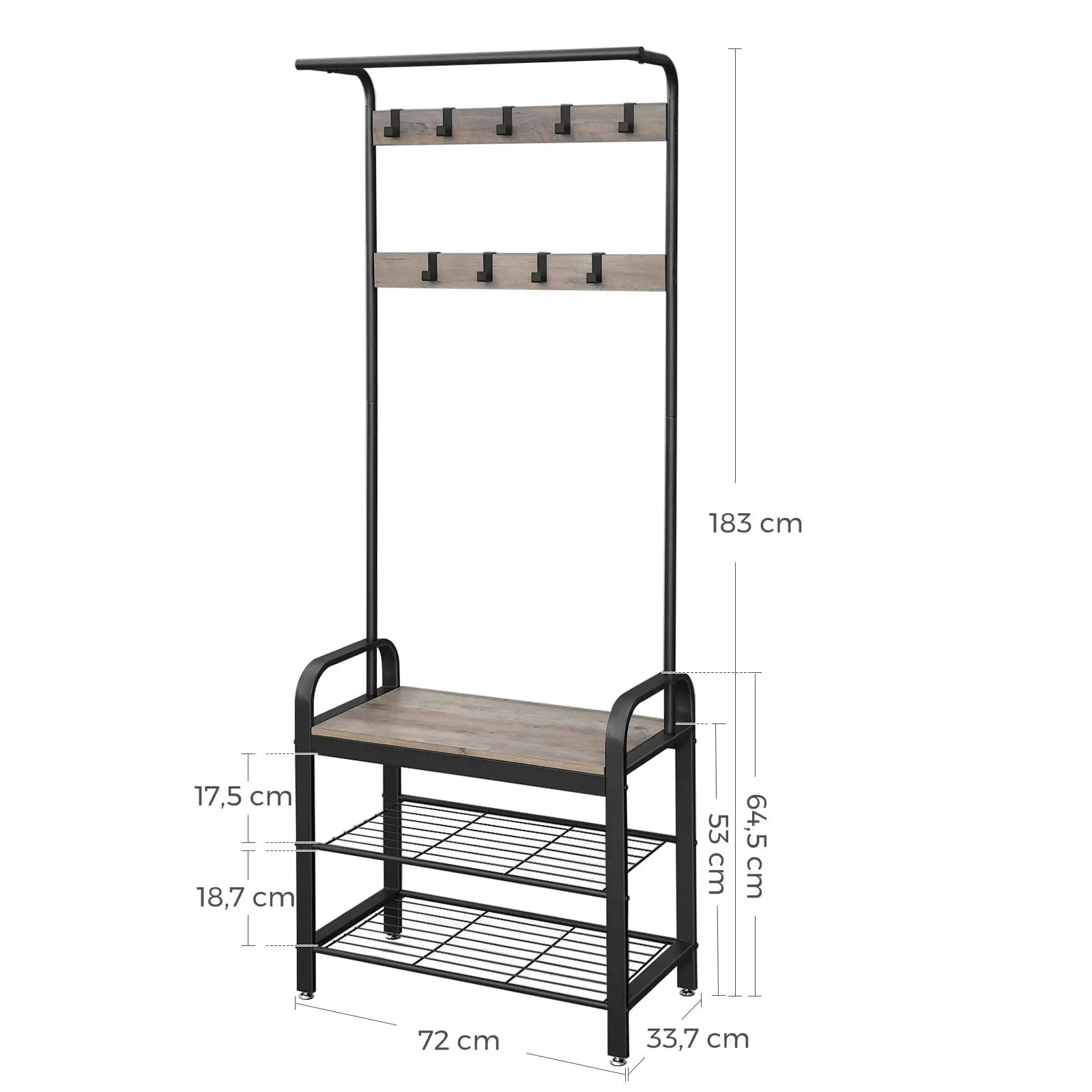 VASAGLE Coat Rack Clothes Rack Stand