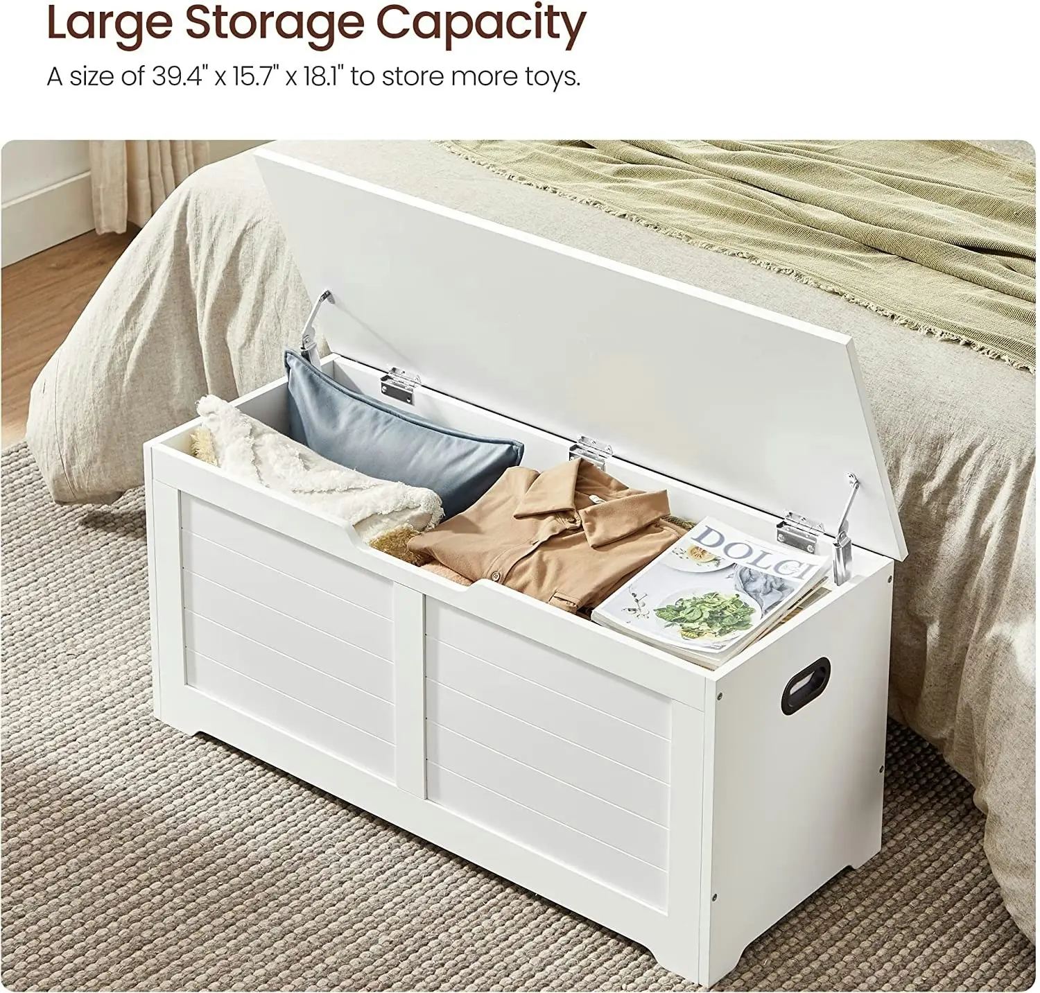 VASAGLE Storage Chest, Storage Trunk with 2 Safety Hinges