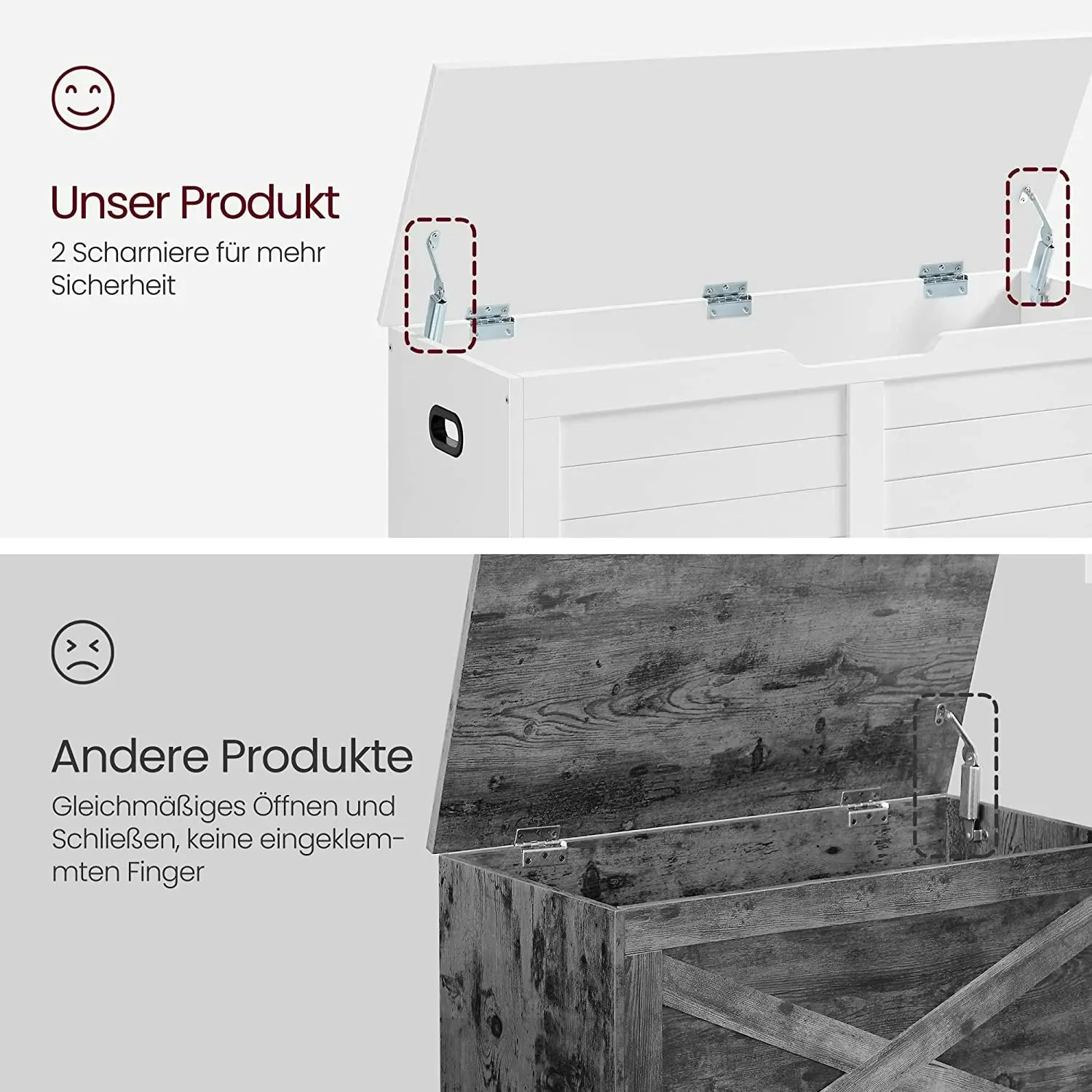 VASAGLE Storage Chest, Storage Trunk with 2 Safety Hinges