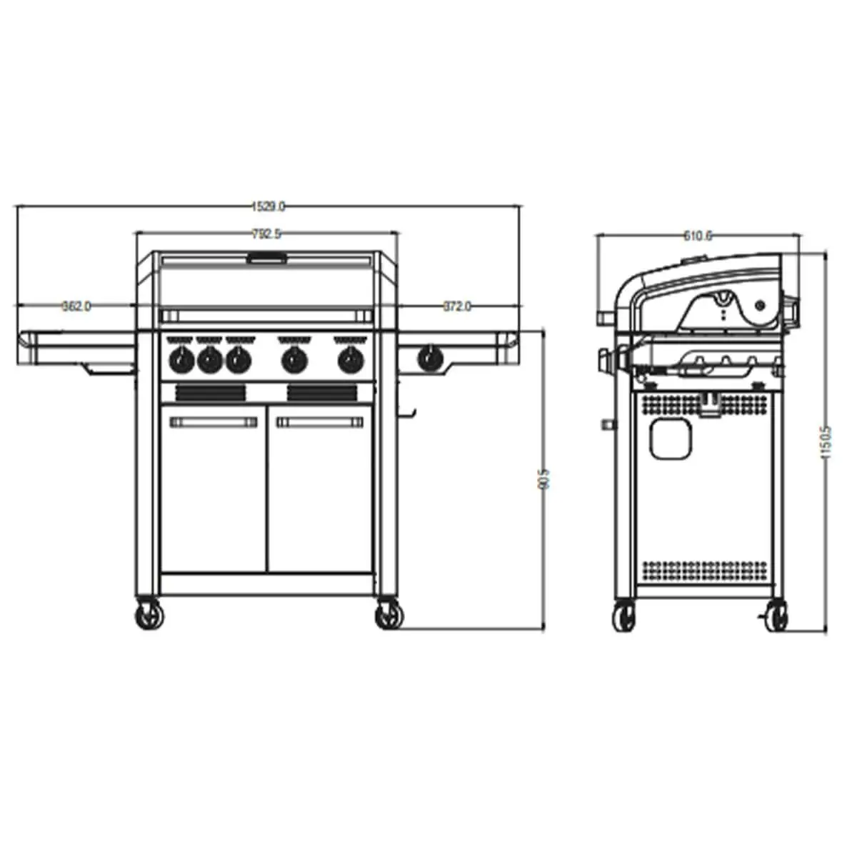 Artusi 4 Burner Chicago Freestanding BBQ with Wok