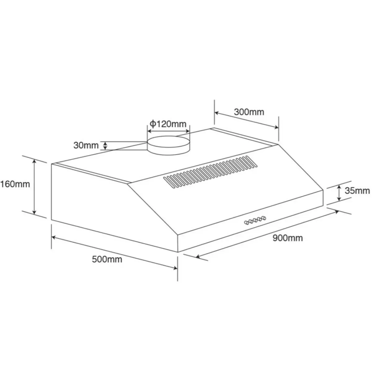 Euromaid 90cm Fixed Stainless Steel Rangehood