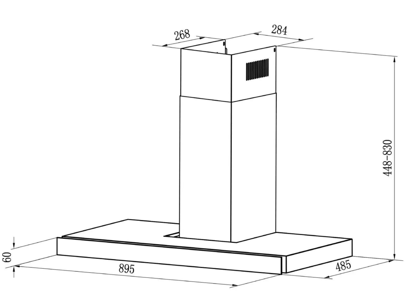 Brohn 90cm Wall Perimeter Canopy Rangehood with Strip LED Light