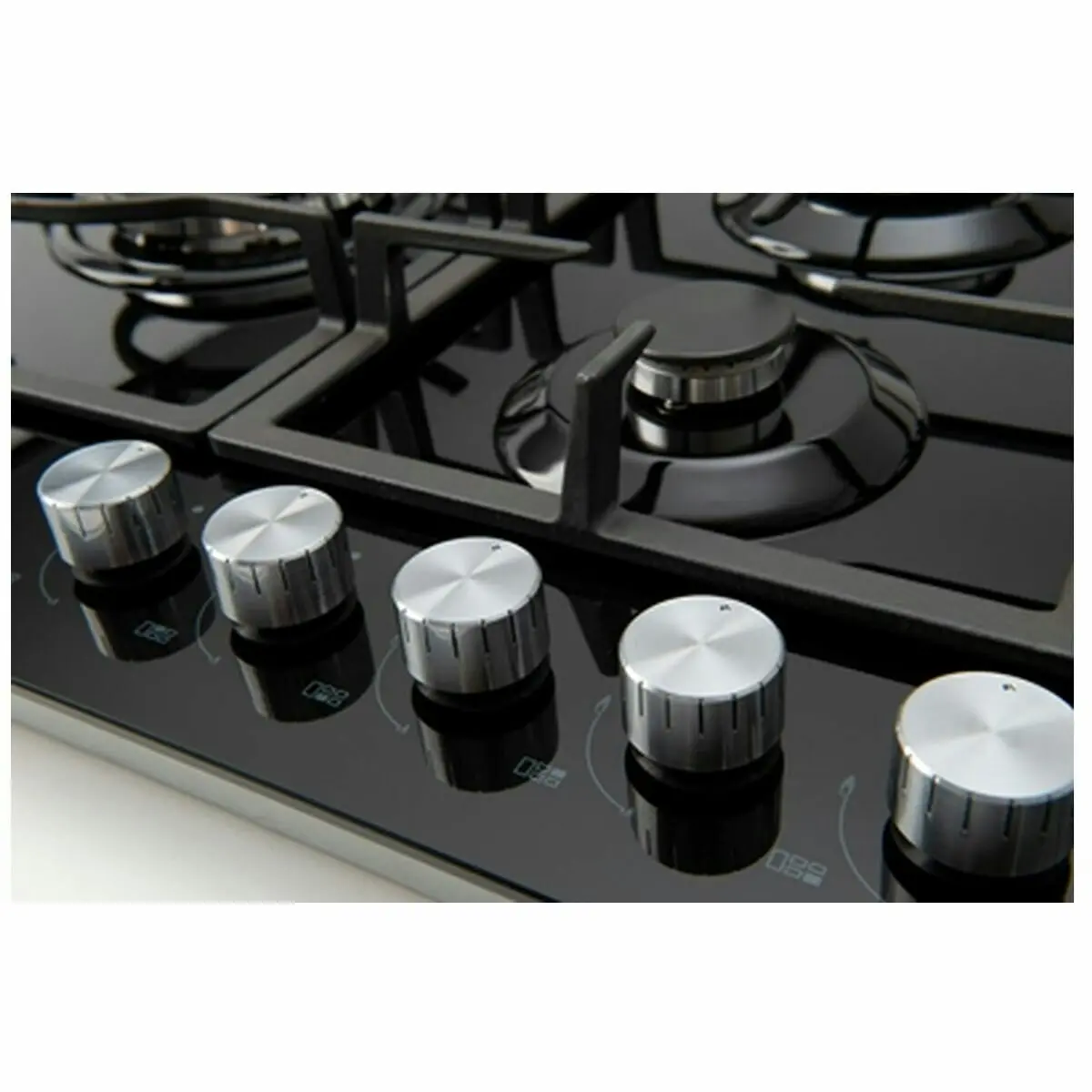 Euro Appliances 90cm Black Tempered Glass Gas Cooktop