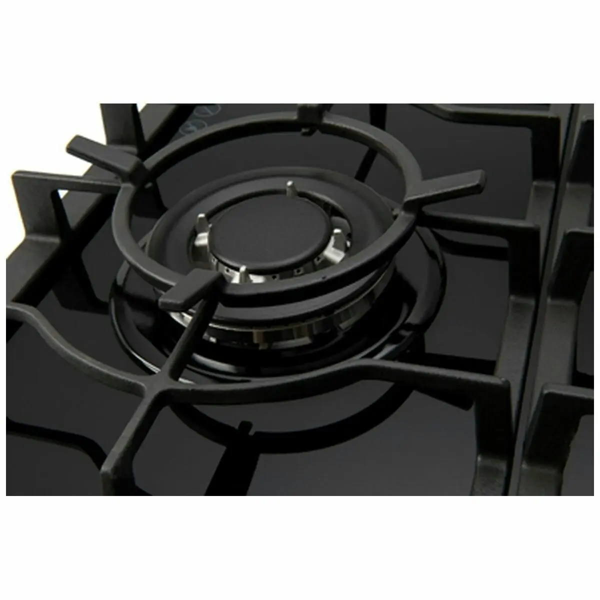 Euro Appliances 90cm Black Tempered Glass Gas Cooktop