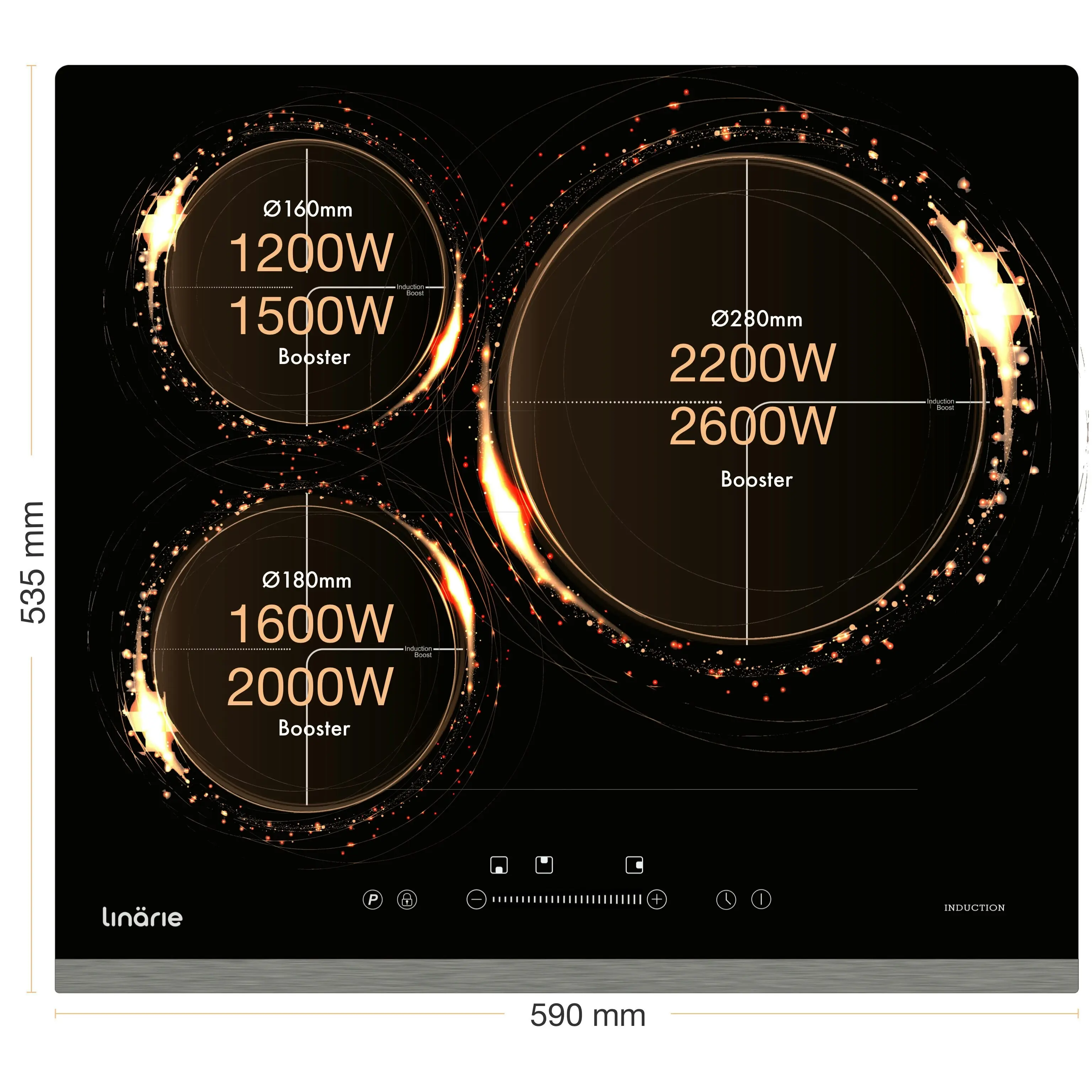 Linarie 60cm 3 Zone Induction Cooktop