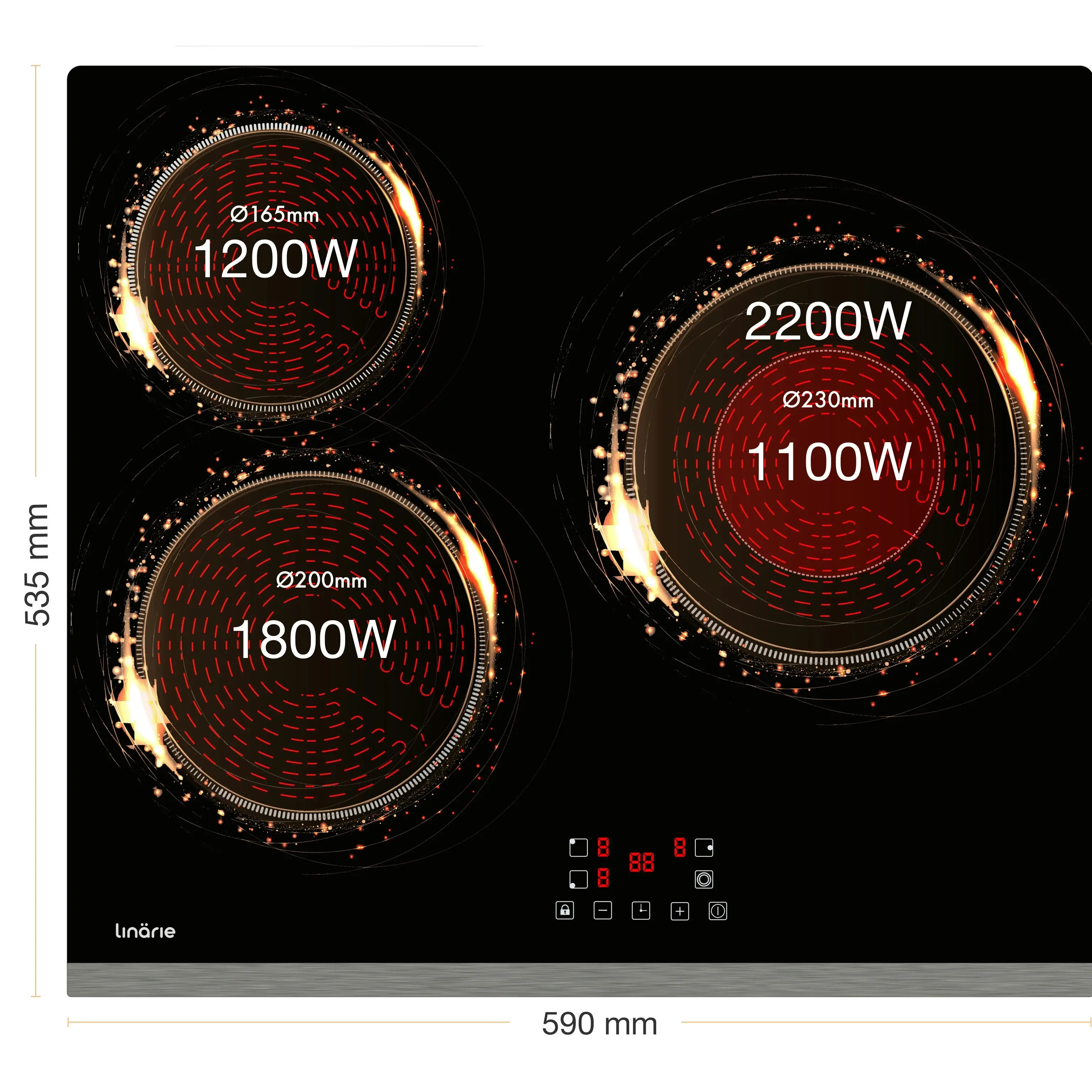 Linarie 60cm 3 Zone Ceramic Cooktop