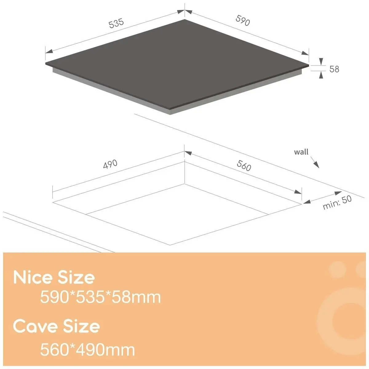 Linarie 60cm 3 Zone Ceramic Cooktop