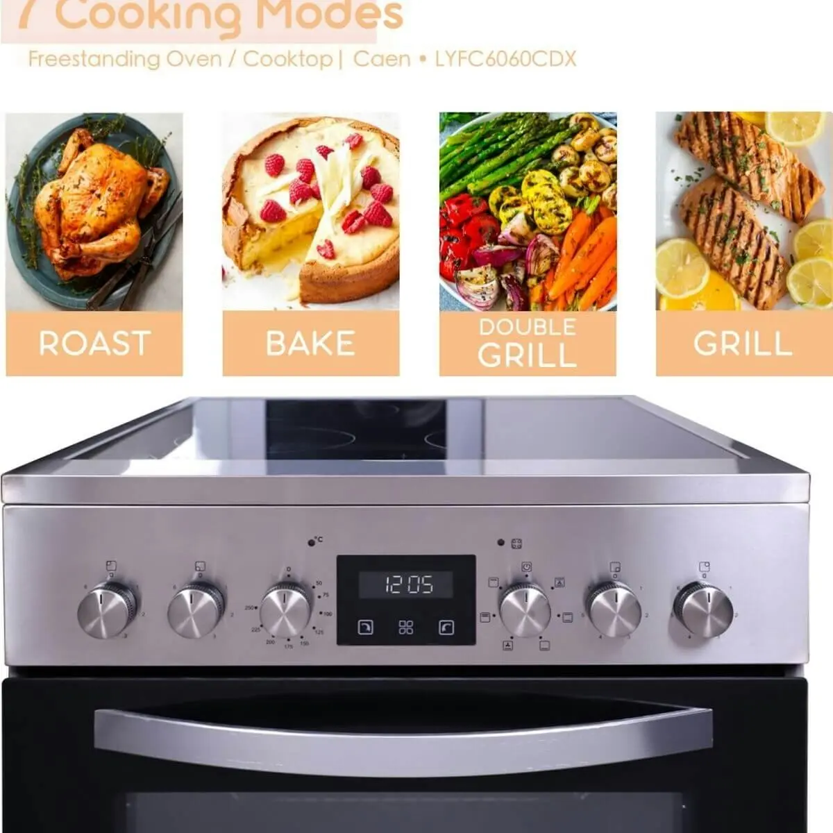 Linarie 60cm Freestanding Electric Oven with Ceramic Cooktop