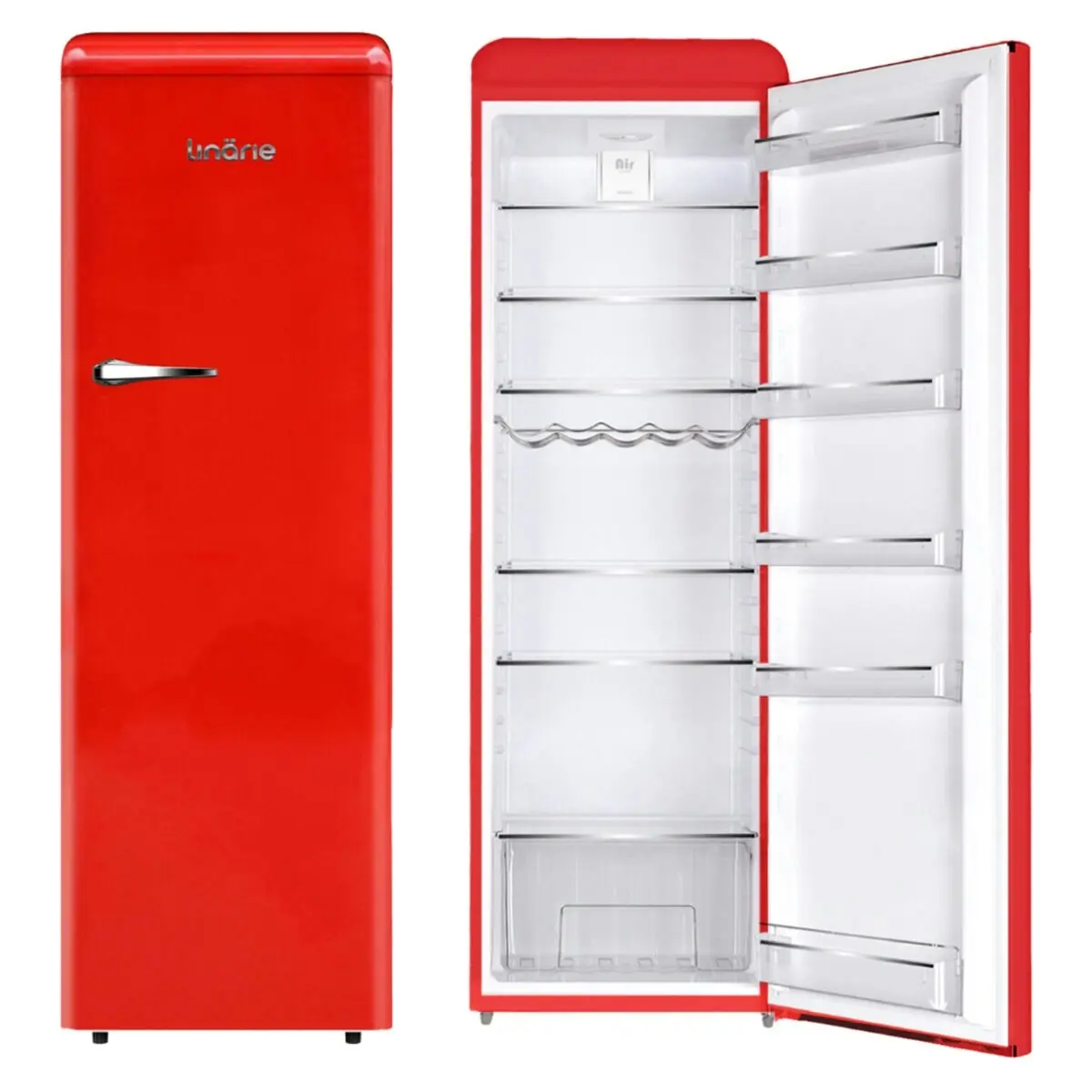 Linarie 328L Single Door Retro Larder Fridge Red