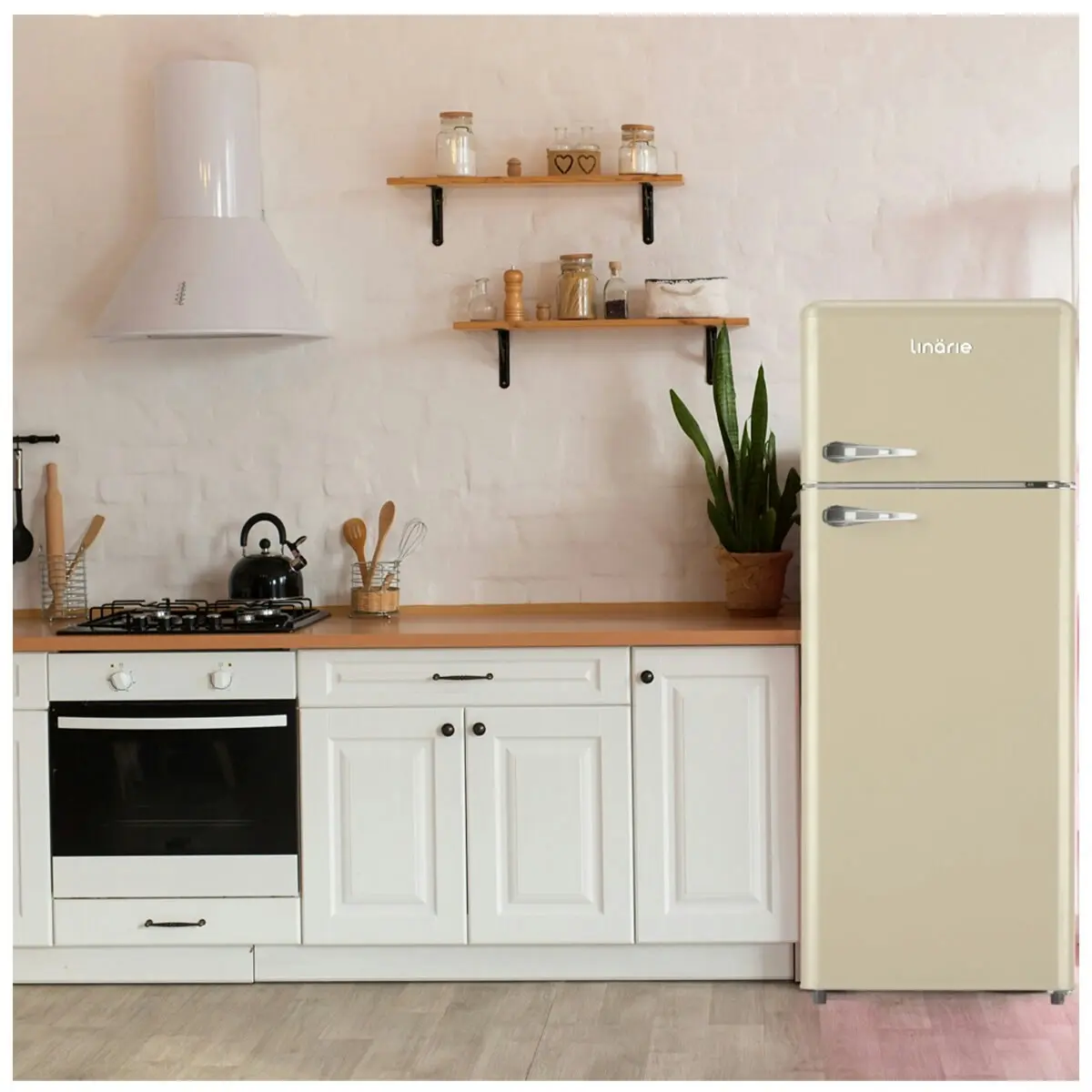 Linarie Valloire 209L Cream Retro Top Mount Fridge - Manual Defrost