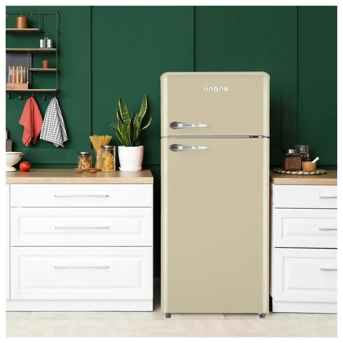 Linarie Valloire 209L Cream Retro Top Mount Fridge - Manual Defrost