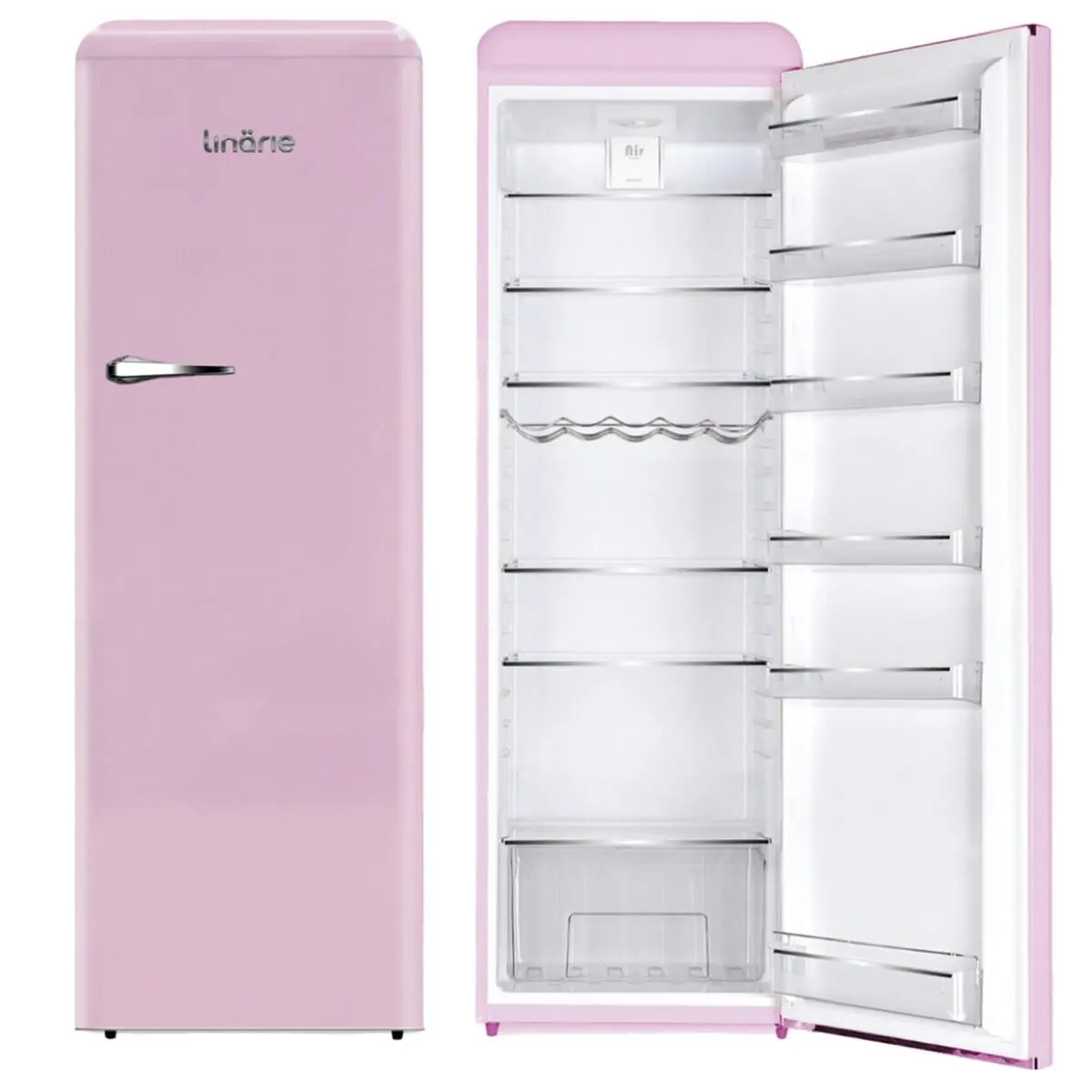 Linarie 328L Single Door Retro Larder Fridge Pink