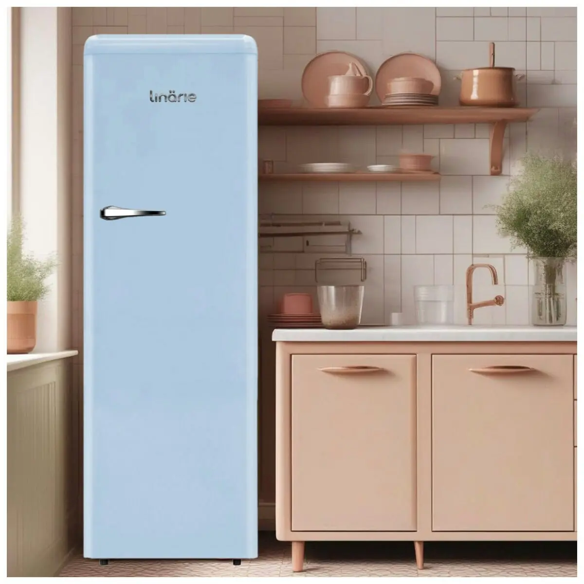 Linarie 328L Single Door Retro Larder Fridge Blue