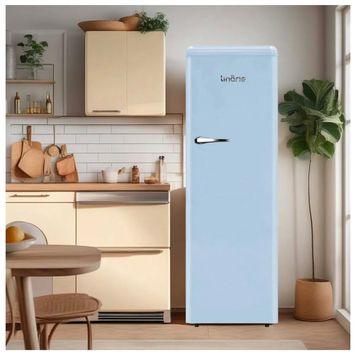 Linarie 328L Single Door Retro Larder Fridge Blue