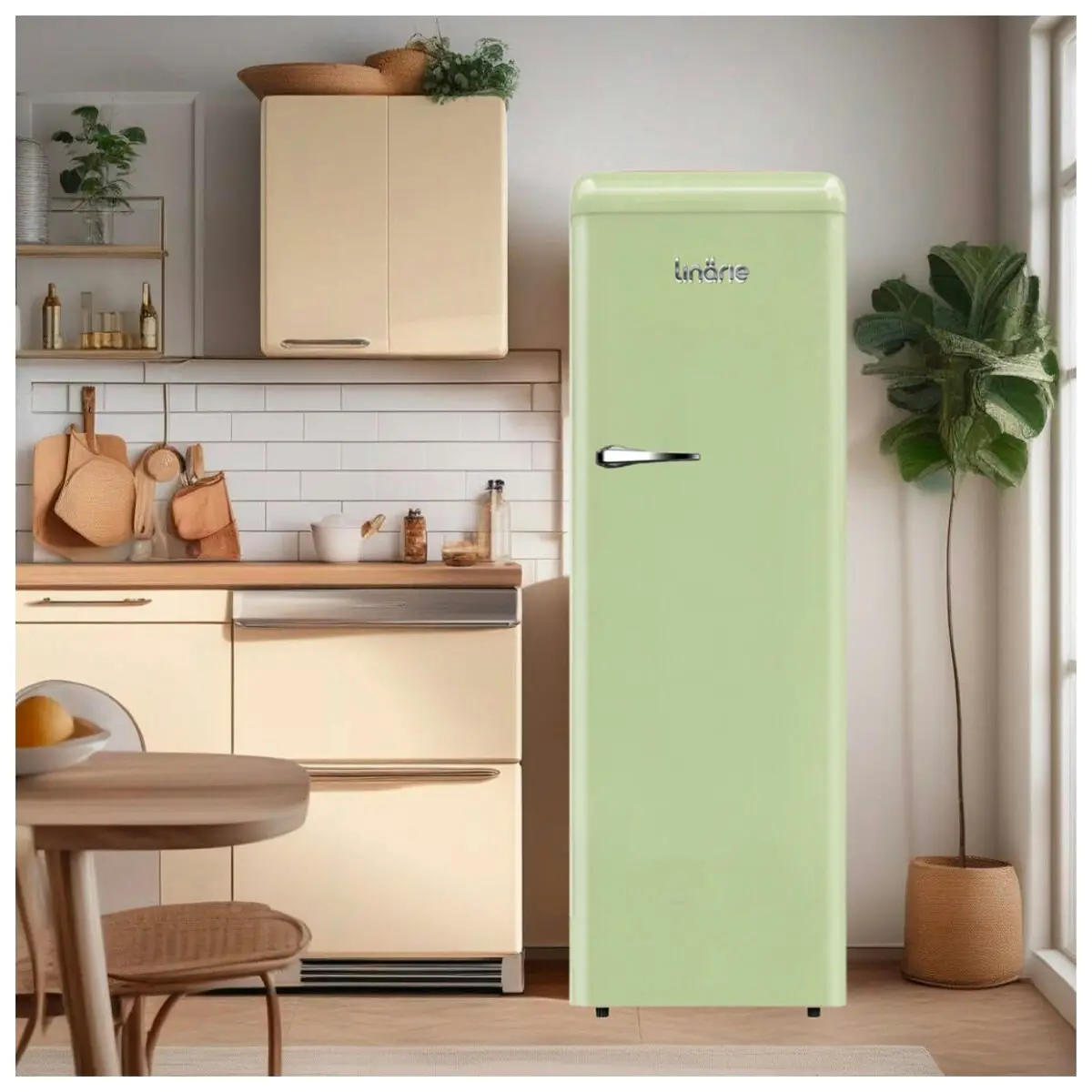 Linarie 328L Single Door Retro Larder Fridge Green