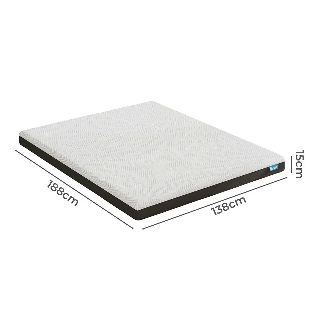 Dreamz Double Mattress Gel Memory Foam Cooling Breathable 15cm Medium Firm