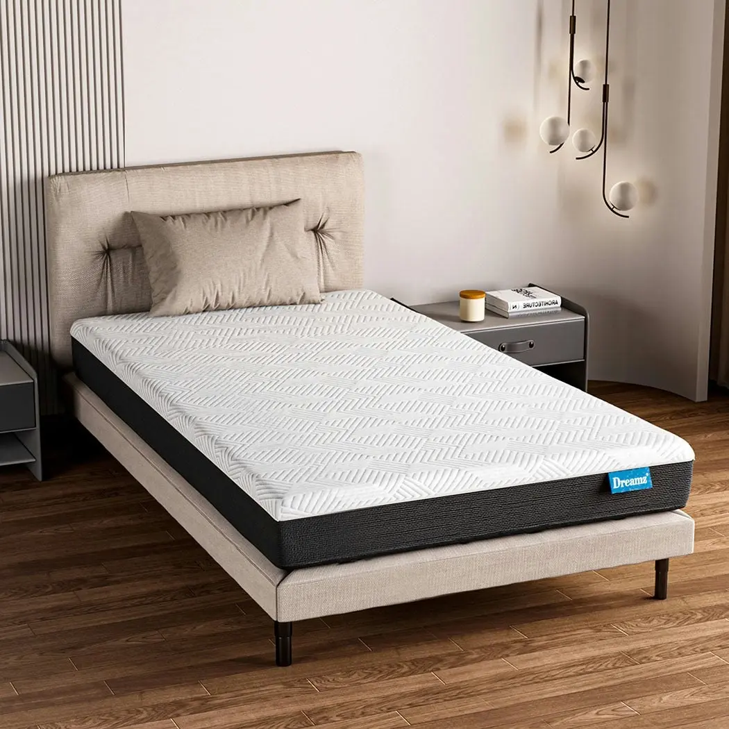 Dreamz Single Mattress Blue Gel Memory Foam Cooling Breathable Medium Firm 20cm