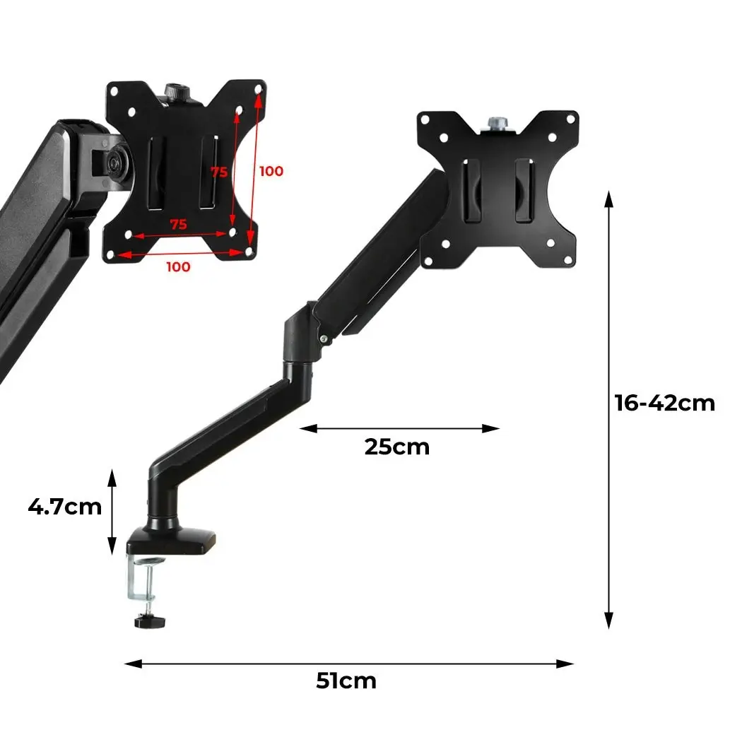 Traderight Monitor Riser Stand Single Arm Holder Screen TV LED Bracket Desk 32''