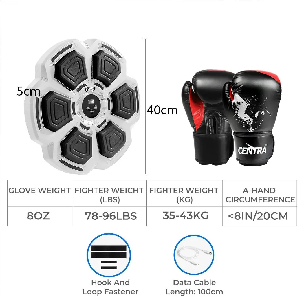 Centra Electronic Punching Box Music Machine Bluetooth 8 OZ Boxing Glove Grey