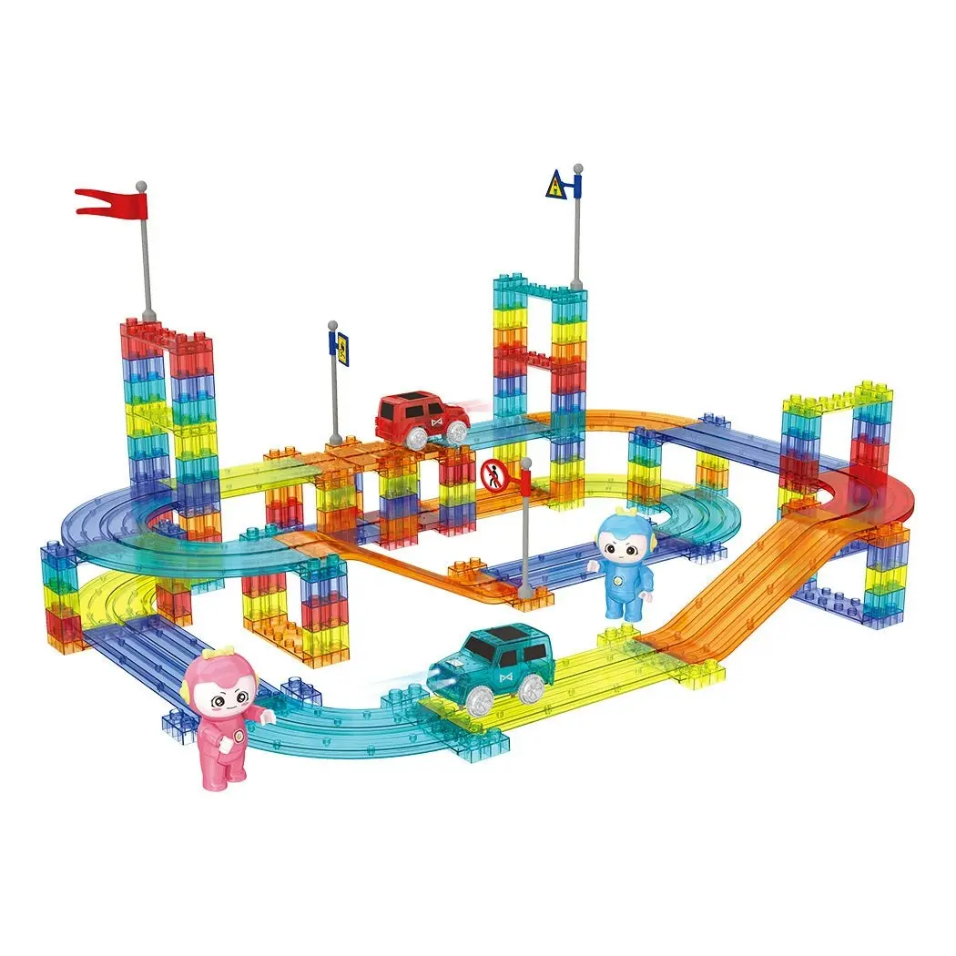 Kids Magnetic Tiles Blocks Railcar Building Educational Toys Children Gift Play 154PCS