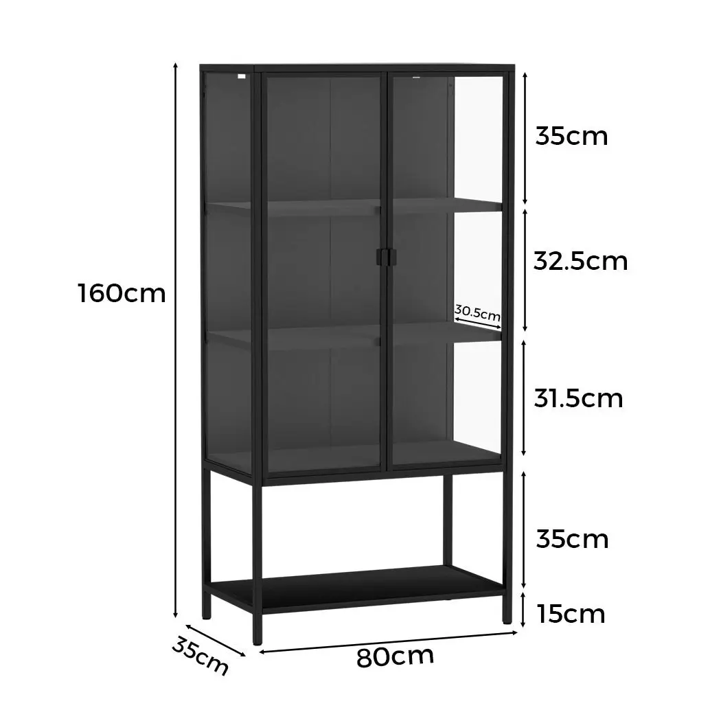 Stacked Tempered Glass Display Cabinet 4Tier Clear Showcase Bookcase Steel Frame