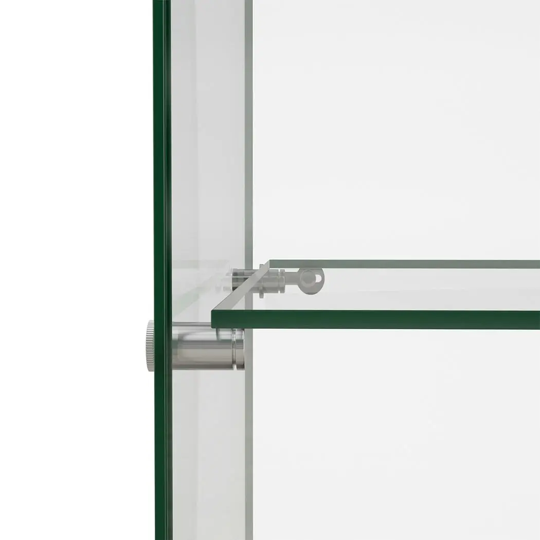 Stacked Wheeled Glass Display Cabinet Lockable Key Clear Showcase Storage 169cm