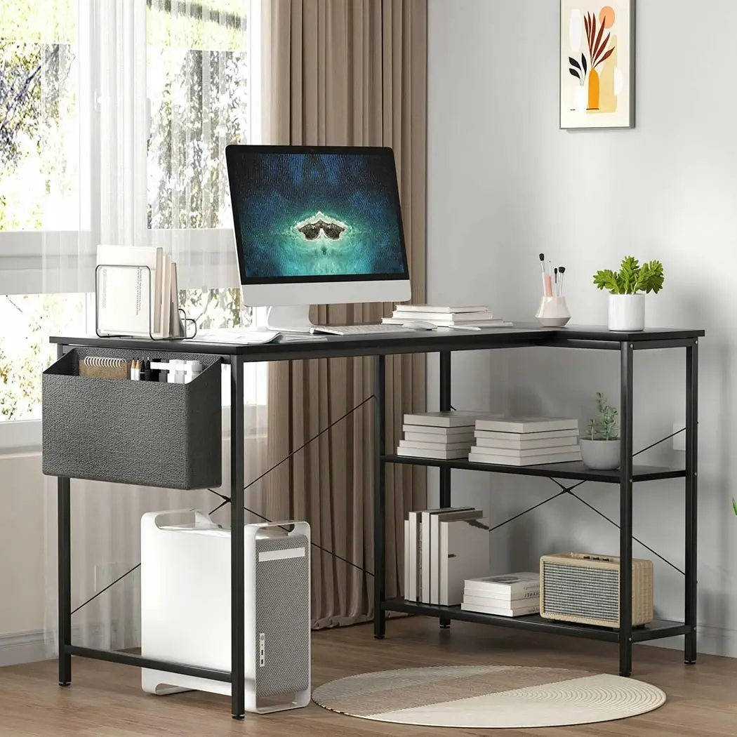 Levede L Shaped 120cm Black Computer Desk Home Office Laptop Table Modern