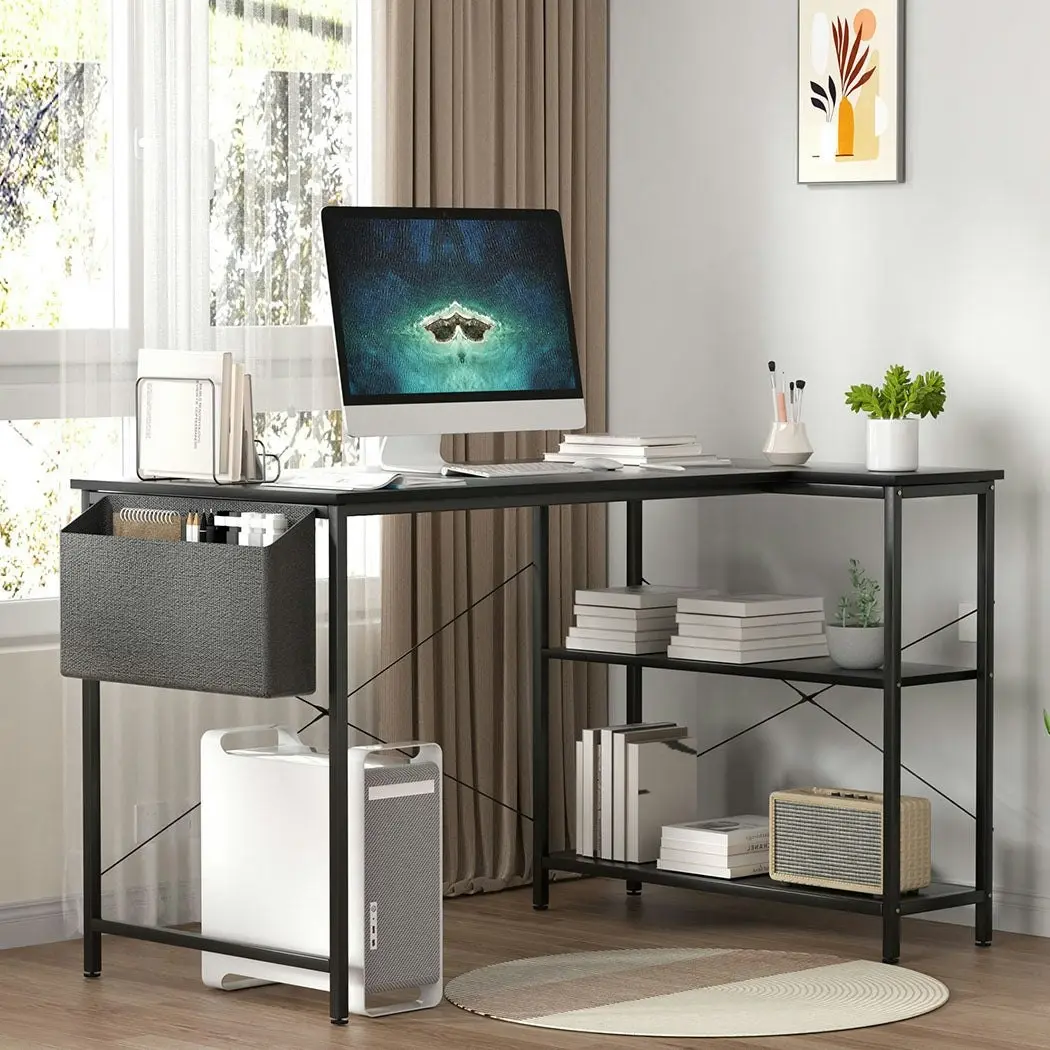 Levede L Shaped 100cm Black Computer Desk Home Office Laptop Modern Table