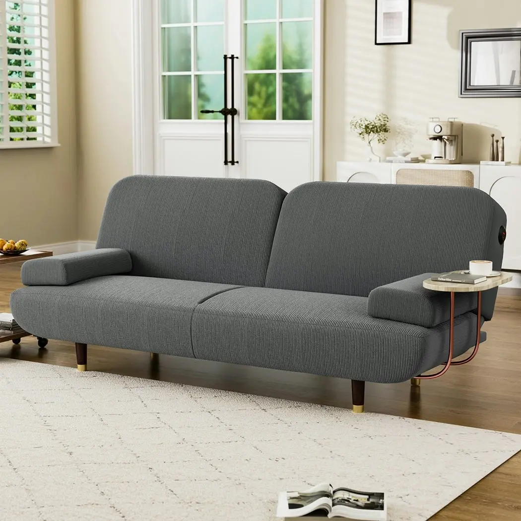 Levede Convertible Sofa Bed Lounge Couch Charging Station 3-Seater Side Table