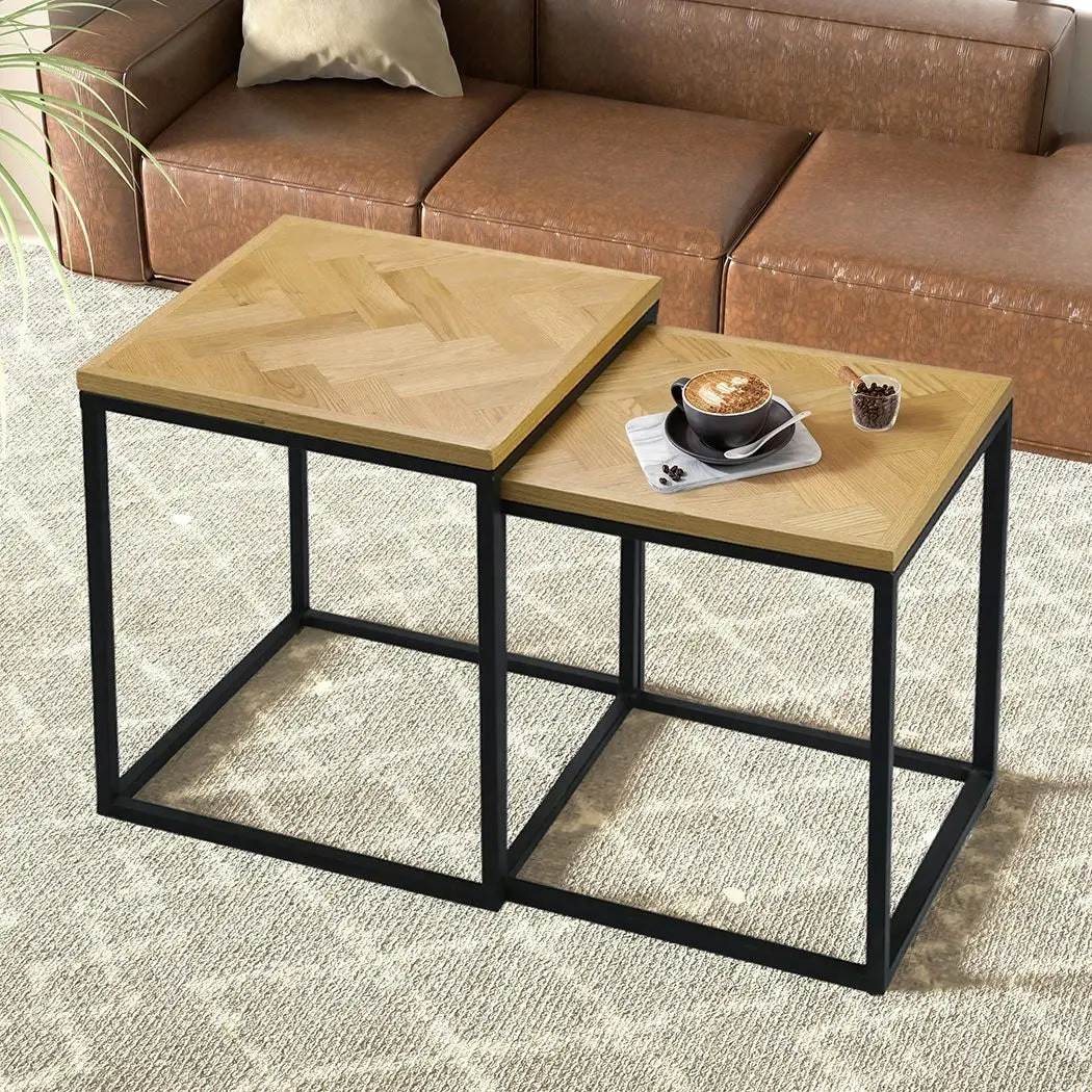 Levede Nesting Side Table Set of 2 Bedside Sofa Square End Tables Coffee Office