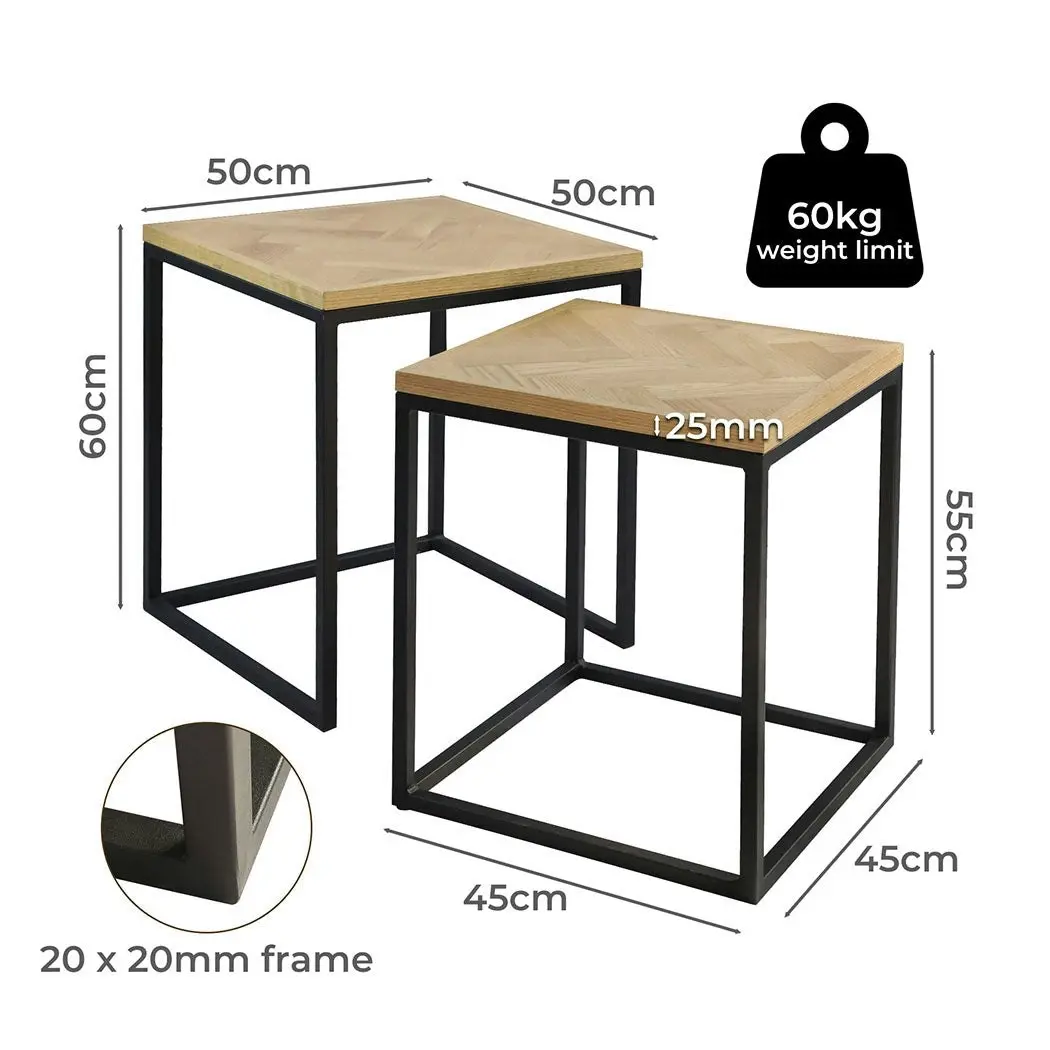 Levede Nesting Side Table Set of 2 Bedside Sofa Square End Tables Coffee Office